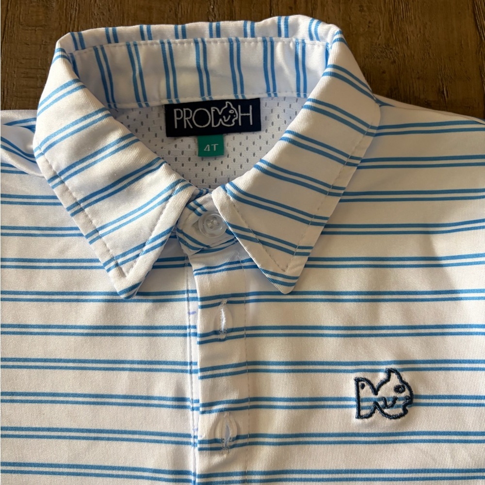 PRO Fish Kids Blue Striped Polo Shirt